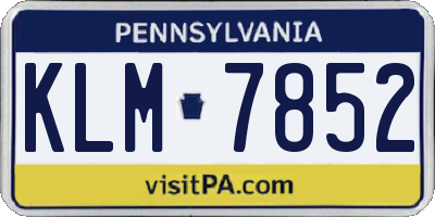 PA license plate KLM7852