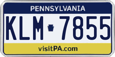 PA license plate KLM7855