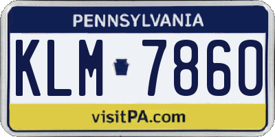 PA license plate KLM7860