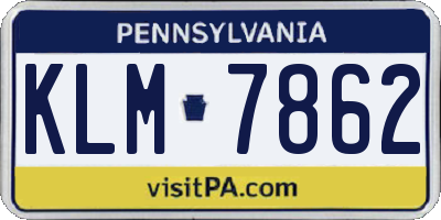 PA license plate KLM7862