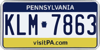 PA license plate KLM7863