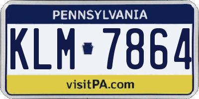 PA license plate KLM7864