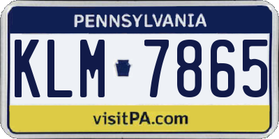 PA license plate KLM7865