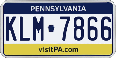 PA license plate KLM7866