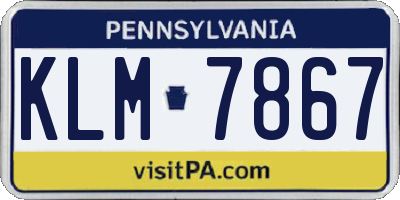 PA license plate KLM7867