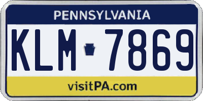 PA license plate KLM7869