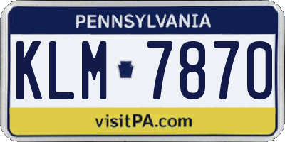 PA license plate KLM7870