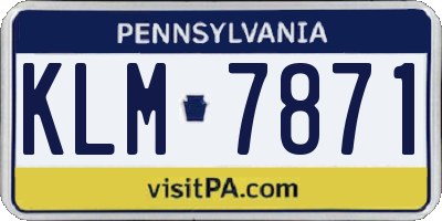 PA license plate KLM7871