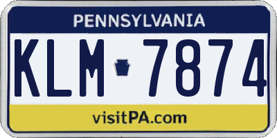 PA license plate KLM7874