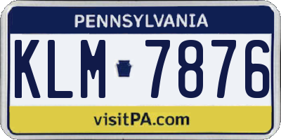 PA license plate KLM7876