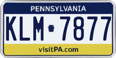 PA license plate KLM7877