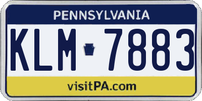 PA license plate KLM7883