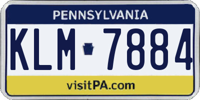 PA license plate KLM7884