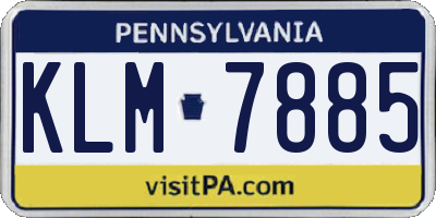 PA license plate KLM7885