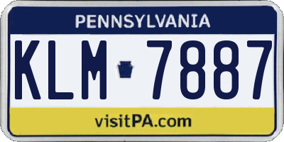 PA license plate KLM7887