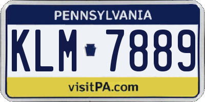 PA license plate KLM7889