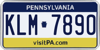 PA license plate KLM7890