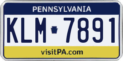 PA license plate KLM7891