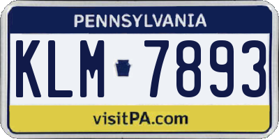 PA license plate KLM7893