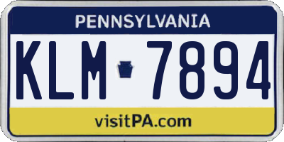 PA license plate KLM7894
