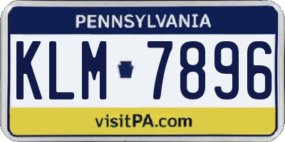 PA license plate KLM7896