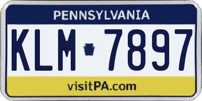 PA license plate KLM7897