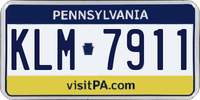 PA license plate KLM7911
