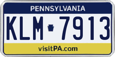 PA license plate KLM7913