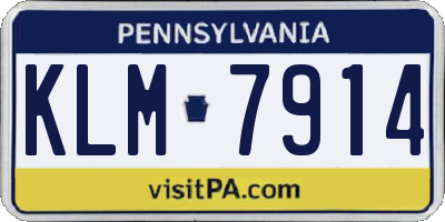 PA license plate KLM7914