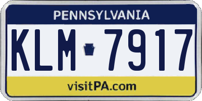 PA license plate KLM7917