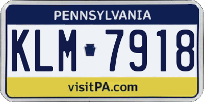 PA license plate KLM7918