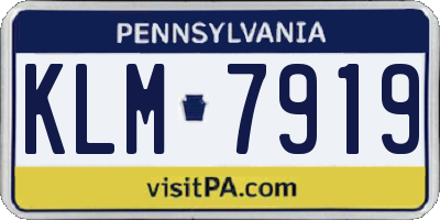 PA license plate KLM7919