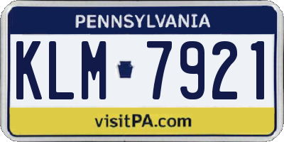 PA license plate KLM7921