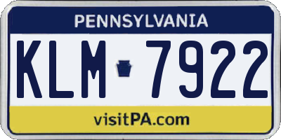 PA license plate KLM7922