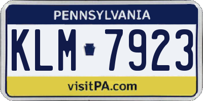 PA license plate KLM7923