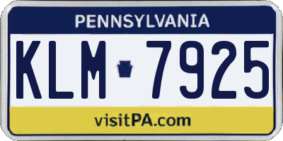 PA license plate KLM7925