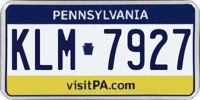 PA license plate KLM7927