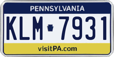PA license plate KLM7931