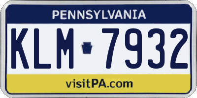 PA license plate KLM7932