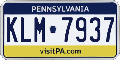 PA license plate KLM7937