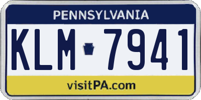 PA license plate KLM7941