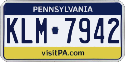 PA license plate KLM7942
