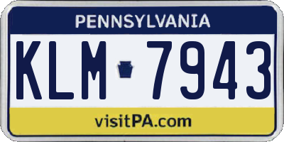 PA license plate KLM7943