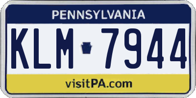 PA license plate KLM7944