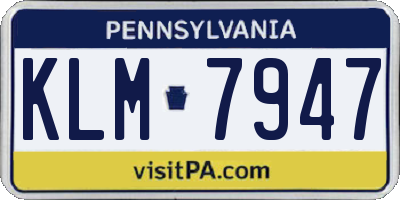 PA license plate KLM7947