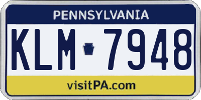 PA license plate KLM7948