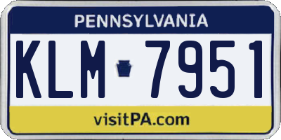 PA license plate KLM7951