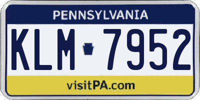 PA license plate KLM7952