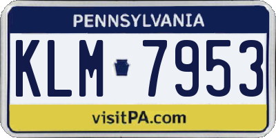 PA license plate KLM7953
