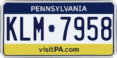 PA license plate KLM7958